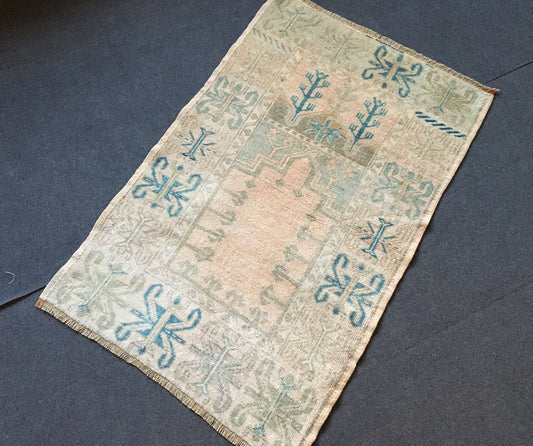 3x4 feet large turkish floor rug, handmade natural teal mini area rug, oushak bedroom rug, living room wide rug,kitchen floor wool brown rug