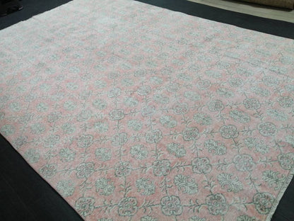 Large Vintage RUG TURKISH Rug 10.5 x 7 Pink Vintage Persian Rug Vintage Oriental Rug Wool Oushak Rug Hand Made Rugs Vintage Turkish Rug