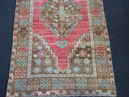 OUSHAK RUG Pink TURKISH Oushak Rug Vintage Oushak Runner Rug Vintage Runner Rug Wool Oushak Rug Hand Made Rugs Vintage Turkish Rug