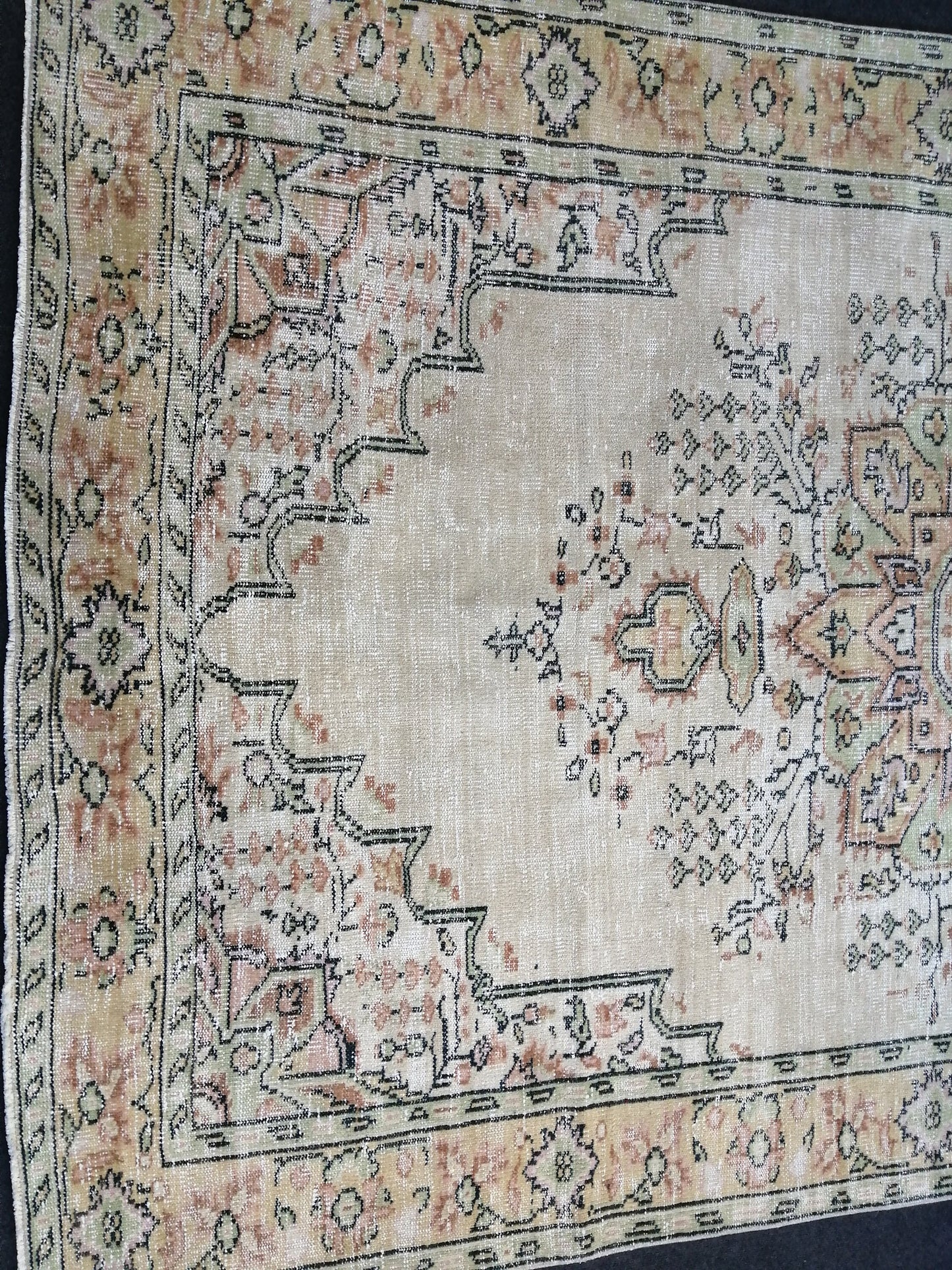 HandMade 6.2 x 10 Rug, Oushak Rug, Rustic Rug, Light Green Rug Hand Knotted Rug Turkish Rug, Farmhouse Rug, Vintage Rug, Wool rug