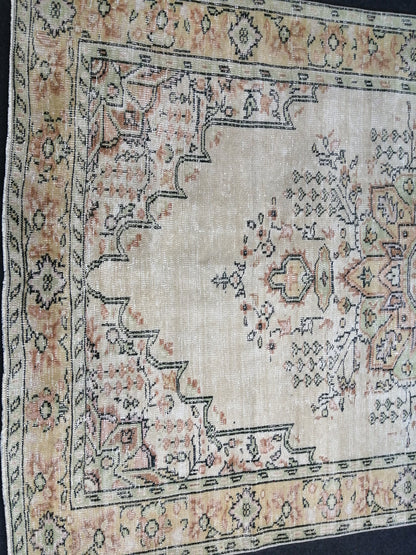 HandMade 6.2 x 10 Rug, Oushak Rug, Rustic Rug, Light Green Rug Hand Knotted Rug Turkish Rug, Farmhouse Rug, Vintage Rug, Wool rug