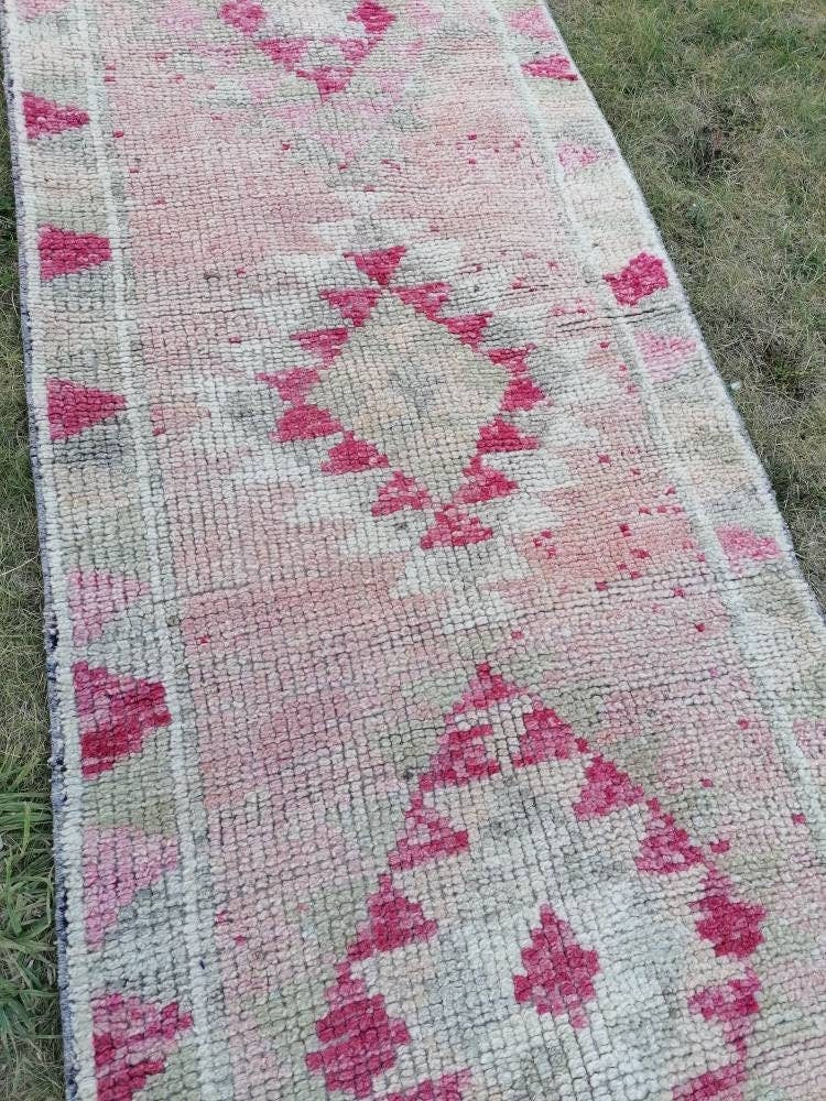 Vintage turkish runner rug, hallway runner rug, vintage runner rug 2'7x11'6 turkish hand made wool rug, kitchen rug, hallway runner rug,