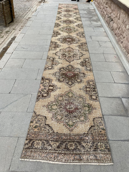 Wool Extra Long Turkish Runner Rug Very Long Oushak Runner 2.7 x 21.7 Rug Vintage Runner Rug XL Hand Knotted Runner Rug Staircase Runner rug