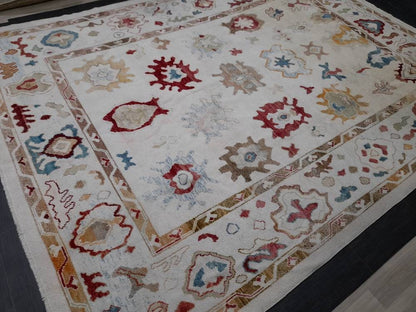 9x12 OUSHAK RUG Authentic TURKISH Oushak Rug Vintage Oushak Rug Wool Oriental Rug Hand Made Rug Hand Knotted Rug Made In Turkey Natural Dyes