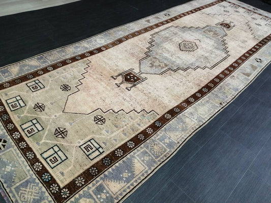 Oushak Runner Rug 4 x 11.2 Turkish Runner Rug Vintage Runner Hallway Runner Rug Kitchen Runner Rug Muted Runner Rug Oriental Runner Carpet