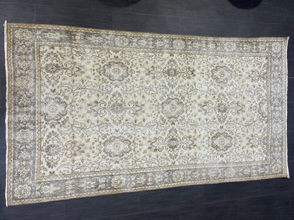 Neutral Rug, TURKISH 3.9 x 7 Rug,Distressed Vintage Antique Rug Vintage Wool Distressed Rug Neutral Handmade Rug