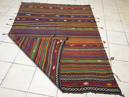 Flat Weave Rugs, Hand Made Rug, Oushak Rug, Flatweave Rustic Rug, Bohemian Rug, Turkish Rug, Farmhouse Rug, Vintage Rug, Wool rug