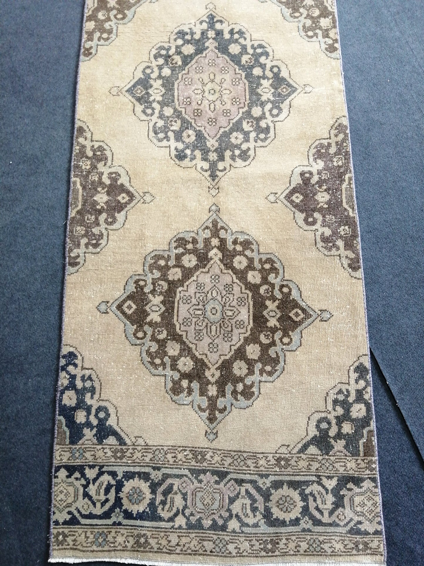 13.7 x 2.8 Vintage Oushak Runner Rug Turkish Runner Rug Vintage Runner Rug Hallway Runner Rug Kitchen Runner Rug Wool Runner Rug Wool Oushak