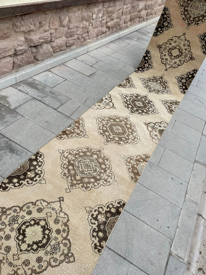 Handmade Extra Long Turkish Runner Very Long Oushak Runner Rug 2.8 x 22.7 ft Vintage Runner Rug Pink XL Muted Runner Rug Staircase Runner