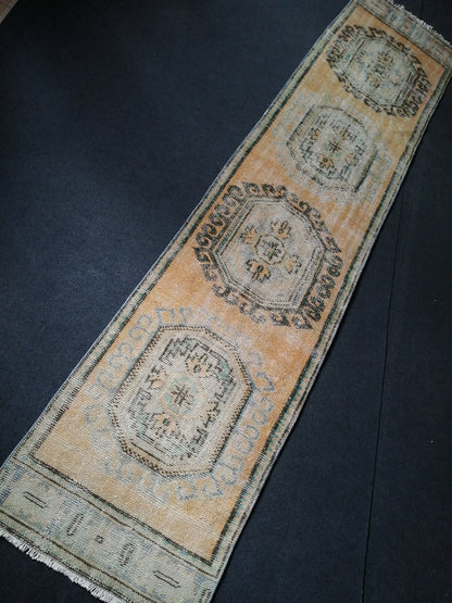 11.8 x 2.7 Muted Oushak Runner Rug Turkish Runner Rug Vintage Runner Rug Hallway Runner Rug Kitchen Runner Rug Wool Runner Rug