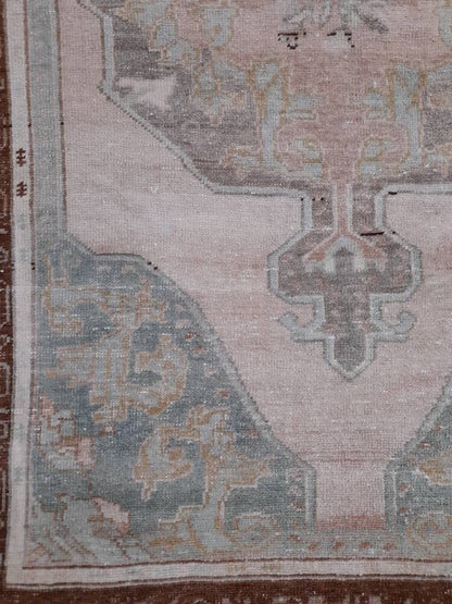 Wool Oushak Rug Vintage 4 x 6.4 Rug Muted Vintage Runner Rug Wool Oriental Rug Hand Made Rugs Vintage Turkish Rug Muted Persian Wool Rug