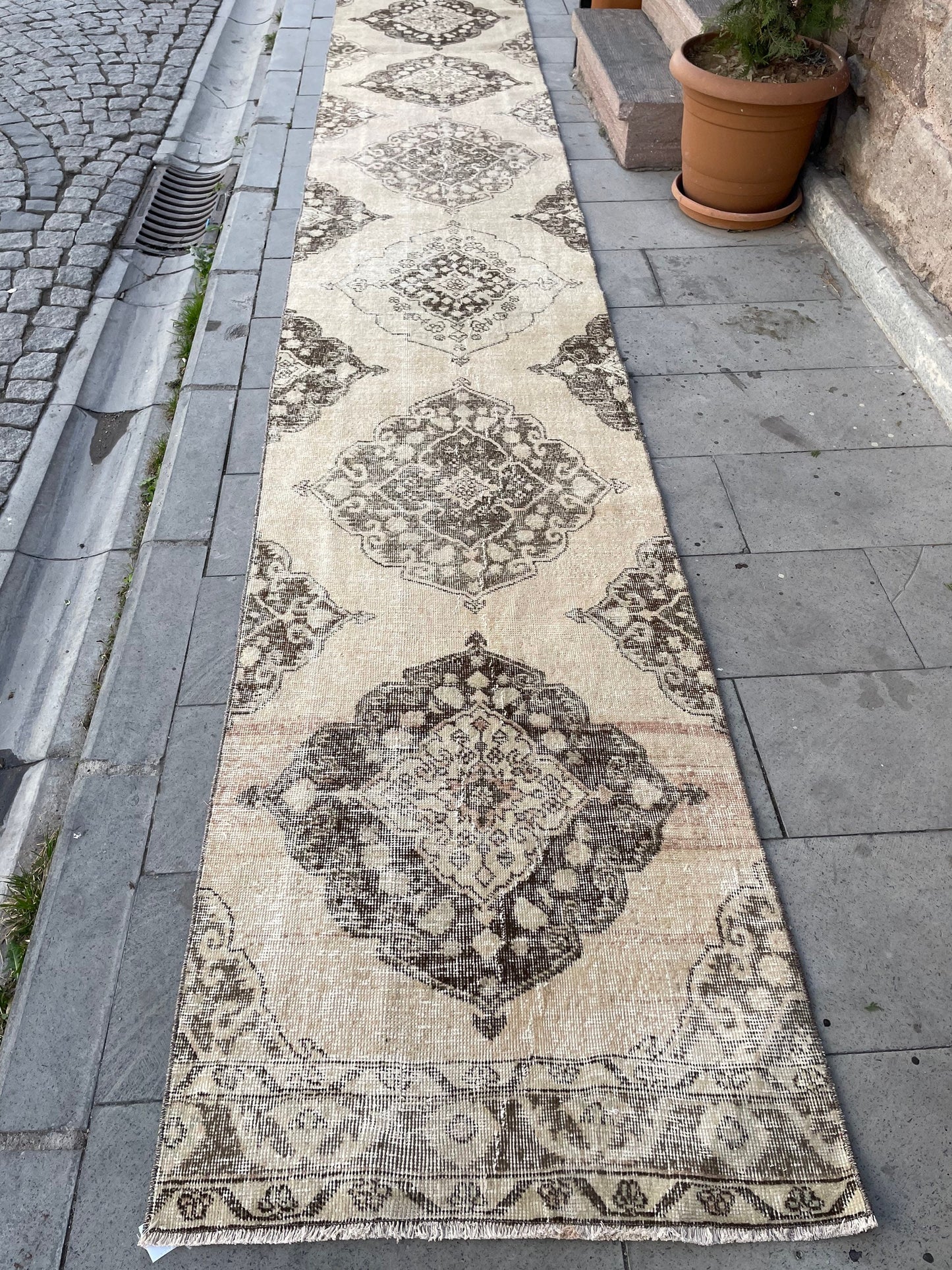 Muted Extra Long Handmade Runner Rug 2.6 x 25.3 Long TURKISH Runner Rug Vintage Runner Rug Staircase Runner Hand Knotted Runner