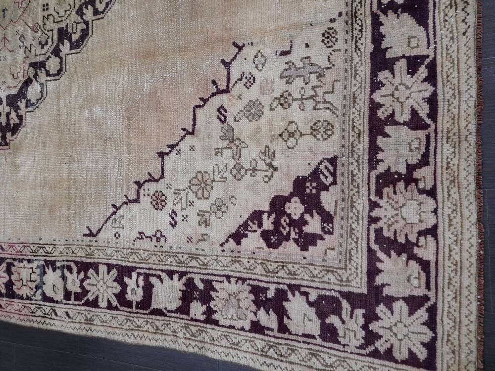 ANTIQUE OushakRug Muted Turkish Wool Rug Vintage 8x10 Rug Persian Rug Muted Oriental Rug Wool Purple Hand Knotted Rug