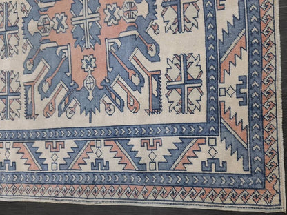 Blue Vintage Rug Hand Made Rug 4.6 x 6.5 Oushak Rug Rustic Rug ORIENTAL Rug Turkish Rug Vintage Persian rug