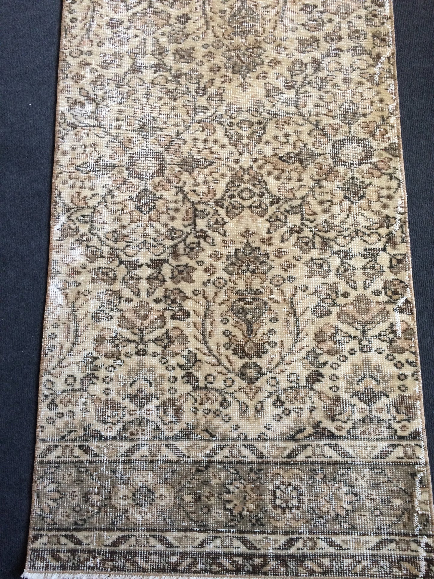 2.4 x 10.8 Oushak Runner Rug, Turkish Runner Rug, Vintage Runner Rug, Hallway Runner Rug, Kitchen Runner Rug,Cream Runner Rug,Neutral Runner