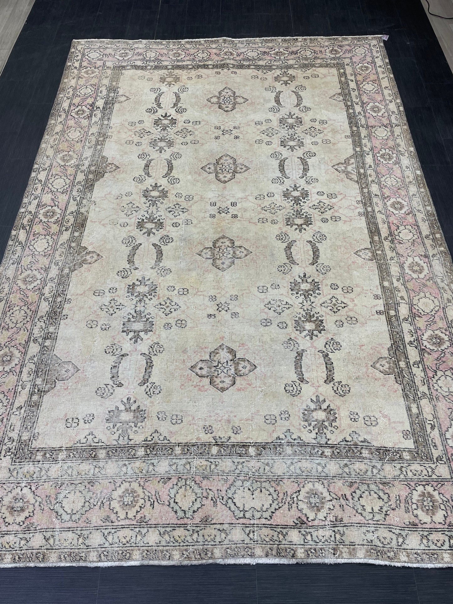 Vintage Rug 6.9 x 10.3 Vintage Persian Rug Muted Wool Oriental Rug Blue Hand Made Rugs Blue Distressed Turkish Rug Antique Rug