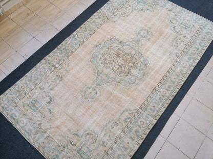 6x10 feet large vintage rug, rustic oushak rug, distressed turkish handmade rugs, living room area rug, vintage oversize rug