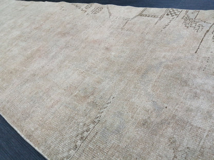 Muted Oushak Runner 2.7 x 9.8 Rug Turkish Runner Rug Faded Vintage Runner Rug Hallway Runner Rug Neutral Kitchen Runner Rug Wool Runner Rug