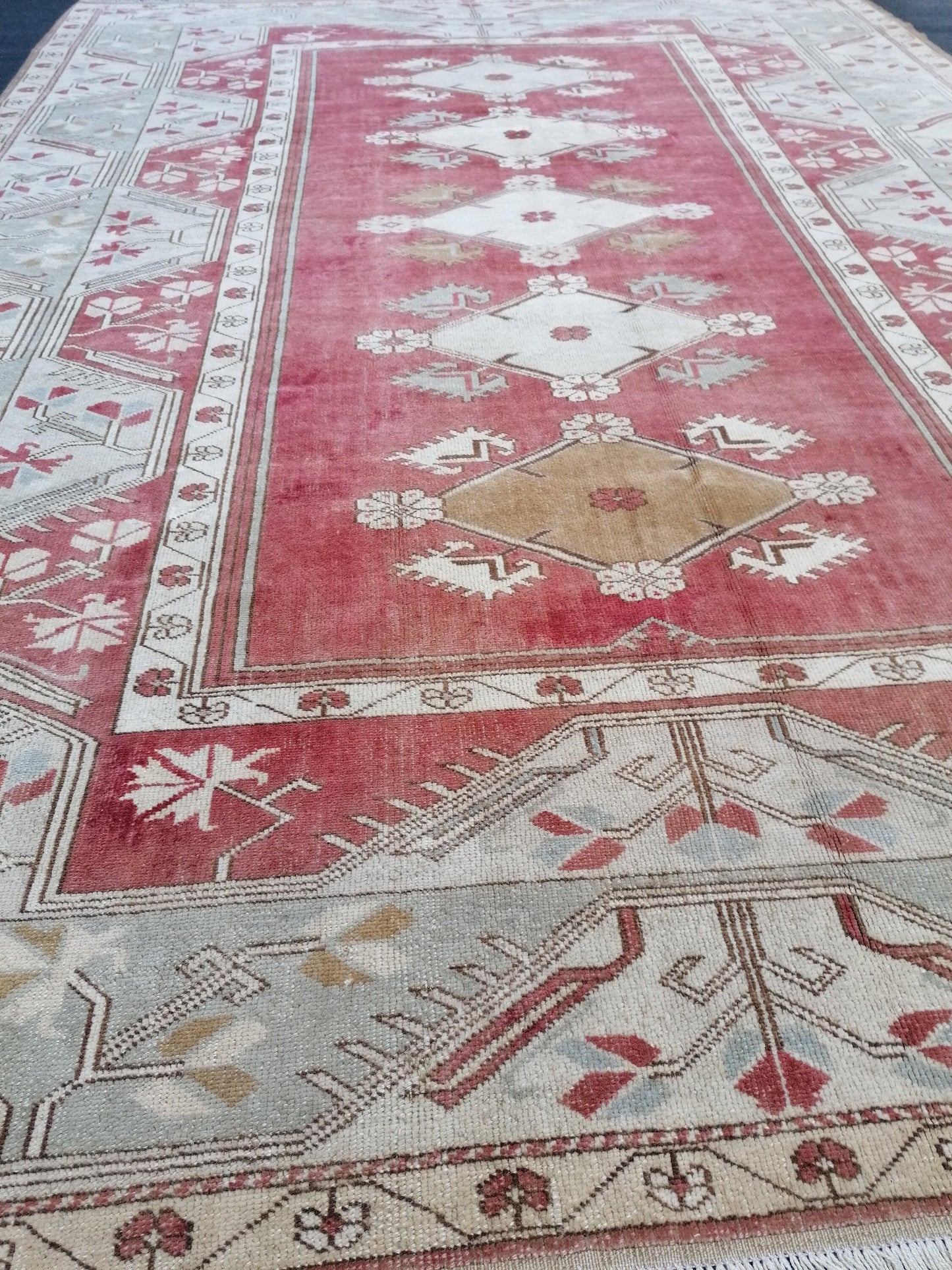 9'5x7'11 oushak turkish rug, vintage turkish rug,oushak vintage rug,vintage rug,kitchen rug,vintage anatolian rug,unique hand made bohemian