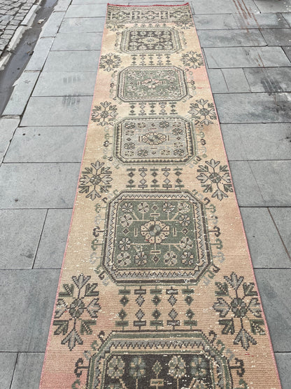 Muted Vintage Staircase Runner Rug 2.5 x 27 Extra Long TURKISH Runner Rug Vintage Runner Rug Distressed Runner Rug  Runner Handmade Runner
