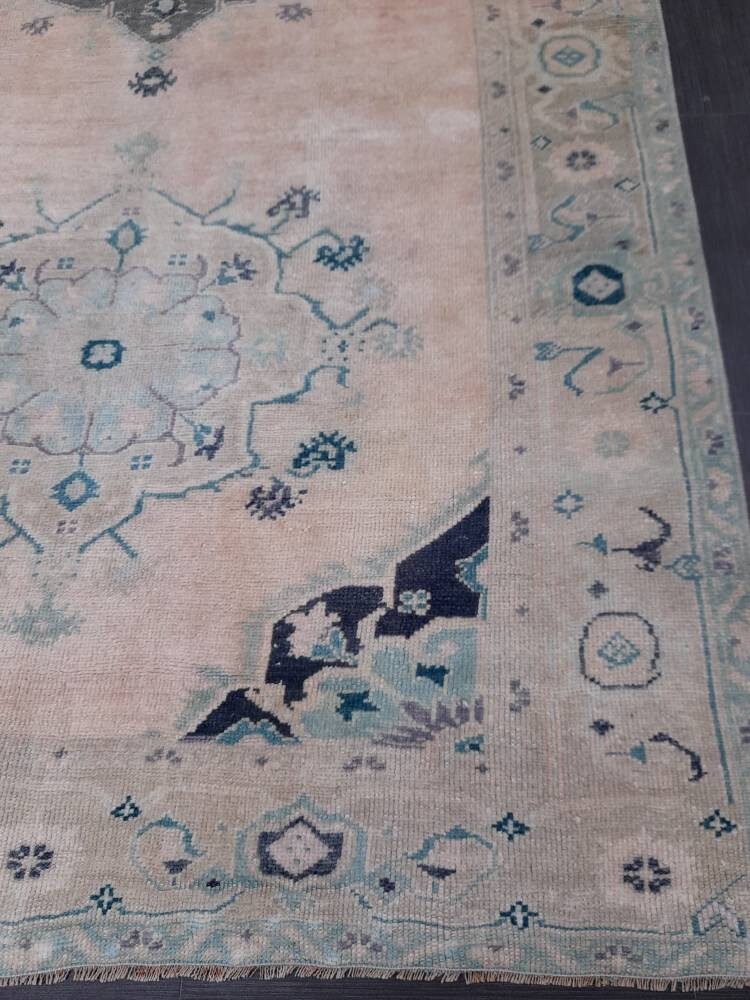 Muted Persian RUG Vintage Oushak Rug Large 5 x 10.5 Vintage Rug Wool Oriental Rug Hand Knotted Rugs Vintage Turkish Rug Muted Rug 5x10 rug