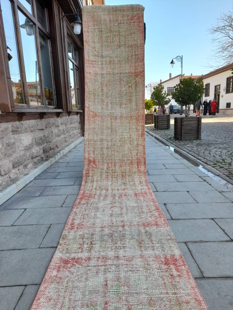 Extra Long Distressed Runner Rug 2.4 x 23 Long TURKISH Runner Rug XL Vintage Runner Rug Oriental Runner Rug Staircase Runner rug Handmade