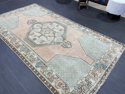 Handmade Rug, Hand Knotted 3.8 x 7 Rug, Oushak Rug, Rustic Rug, Bohemian Rug, Turkish Rug, Antique Rug, Vintage Rug, Wool rug