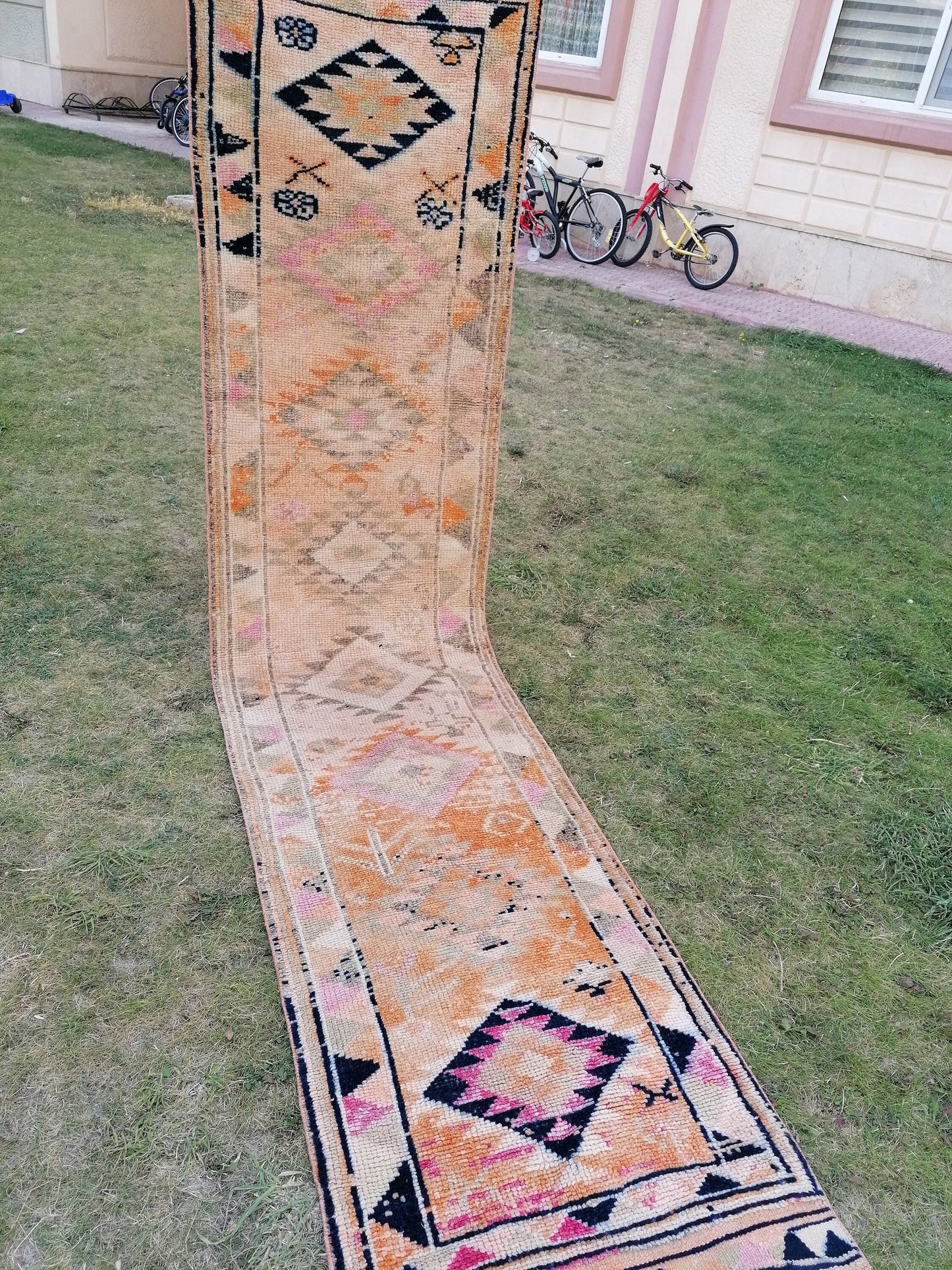 Vintage turkish runner rug, vintage runner rug, 2'9x11'9 hand made wool rug, kitchen rug, hallway runner rug,