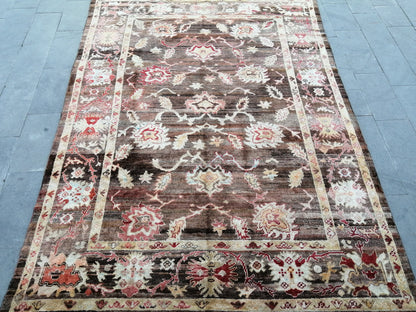 OUSHAK RUG, TURKISH Oushak Rug, Vintage Oushak Rug Wool Oushak Rug Dark Hand Made Rugs, Authentic Oushak Rug