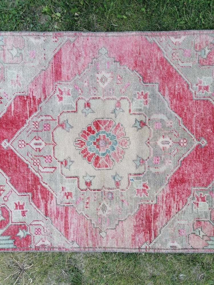 Oushak runner, turkish wool runner rug, vintage hallway runner 3x10'2 unique hand made wool rug kitchen runner rug,