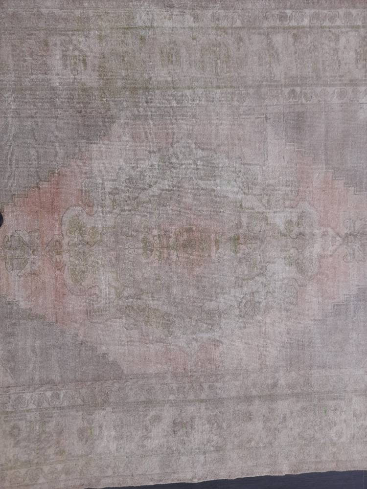 MUTED Handmade Rug 5.2 x 7.8 Vintage Turkish  Rug, Soft wool Rug NATURAL Wool Rug, Living Room Rug, Oushak Rug, Hand Knotted Rug Kitchen Rug
