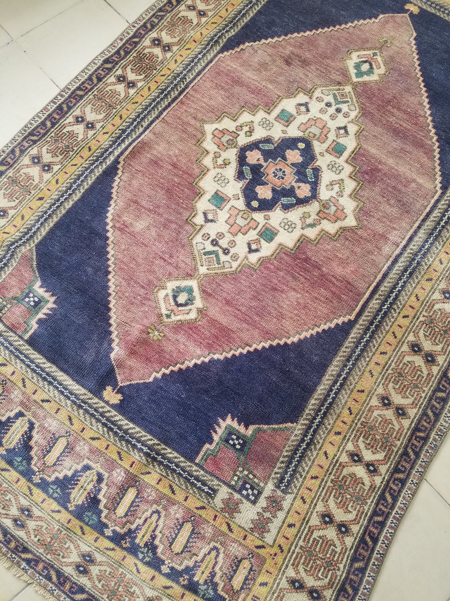 Oushak wool rug,turkish rug 4'9x8'5 vintage rug, unique hand made rug kitchen rug bohemian rug