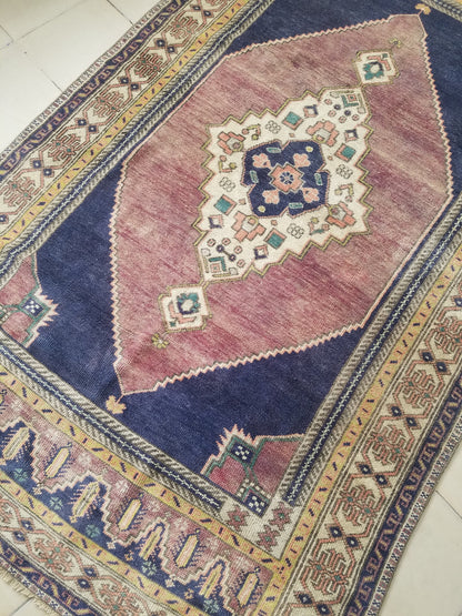 Oushak wool rug,turkish rug 4'9x8'5 vintage rug, unique hand made rug kitchen rug bohemian rug