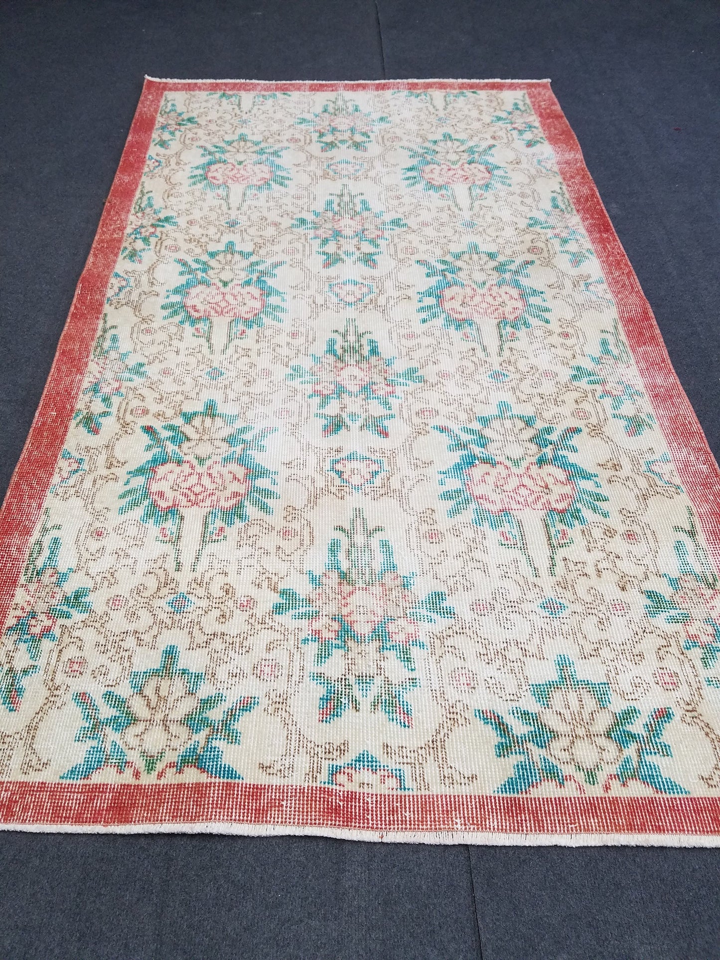 3.8 x 6.4 Oushak turkish rug, vintage rug, Distressed kitchen rug - vintage anatolian handmade rug