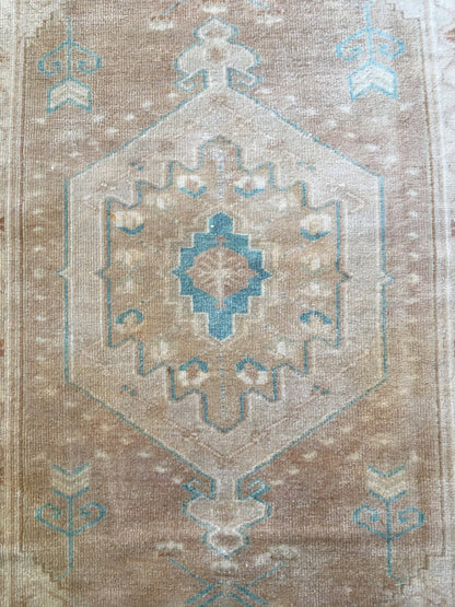 3.4x6 feet handmade brown natural wool turkish rug, wide bedroom floor rug, vintage kitchen area rug,large bathroom rug,teal living room rug