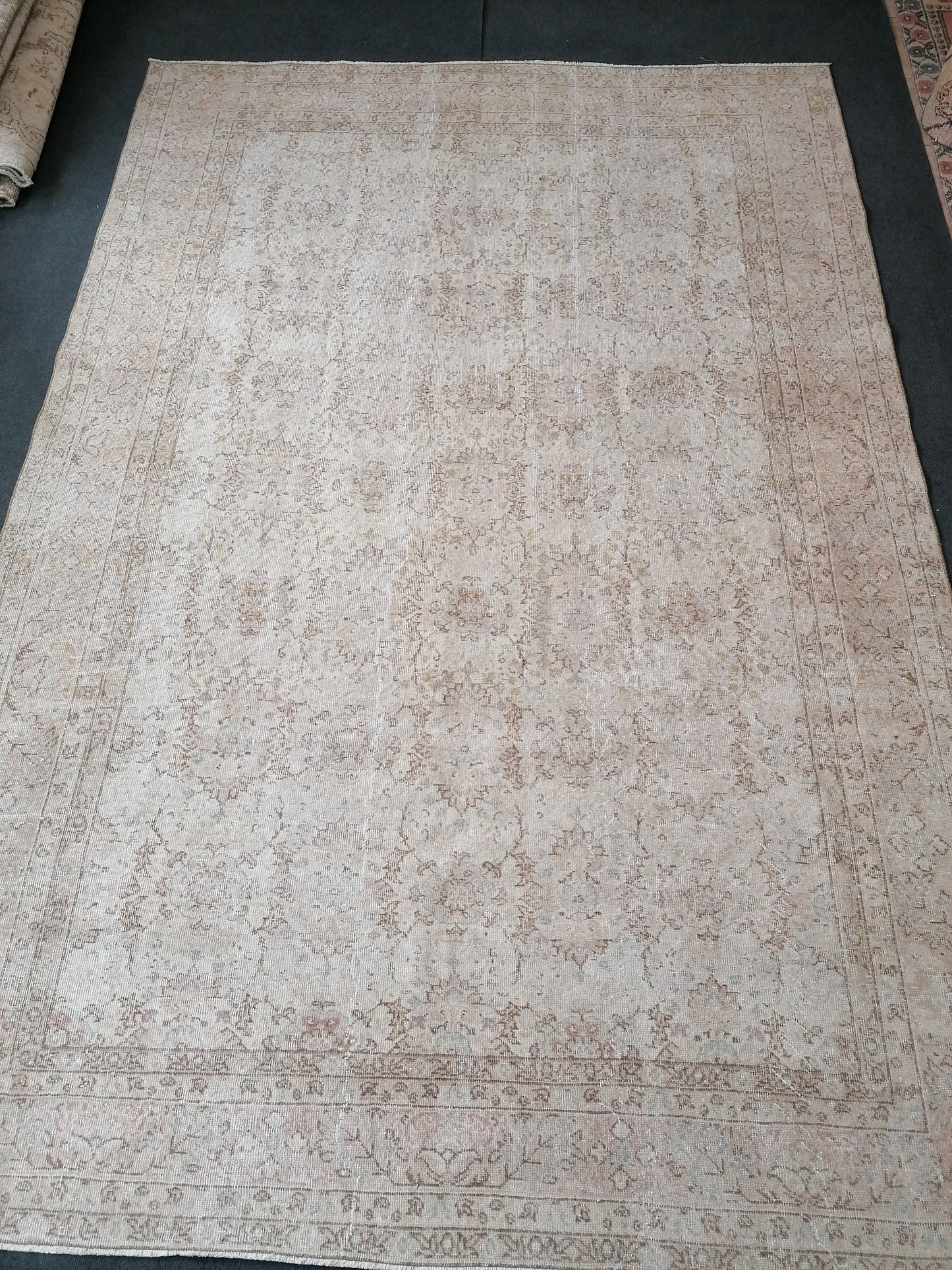 7.5 x 11 Oushak turkish rug large vintage rug, vintage oushak rug, unique handmade rug traditional rug