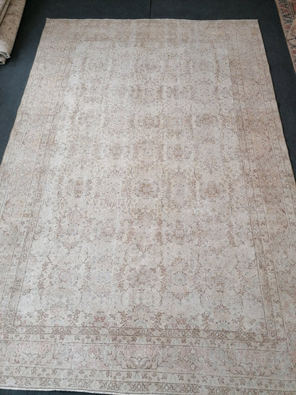 7.5 x 11 Oushak turkish rug large vintage rug, vintage oushak rug, unique handmade rug traditional rug