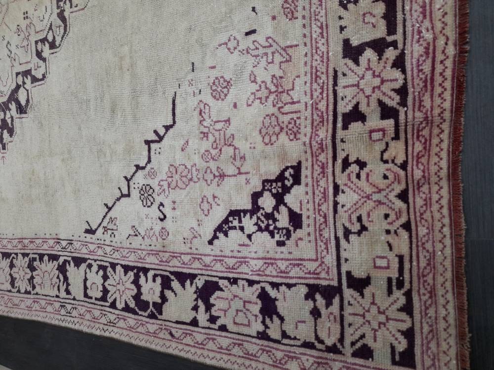 ANTIQUE OushakRug Muted Turkish Wool Rug Vintage 8x10 Rug Persian Rug Muted Oriental Rug Wool Purple Hand Knotted Rug