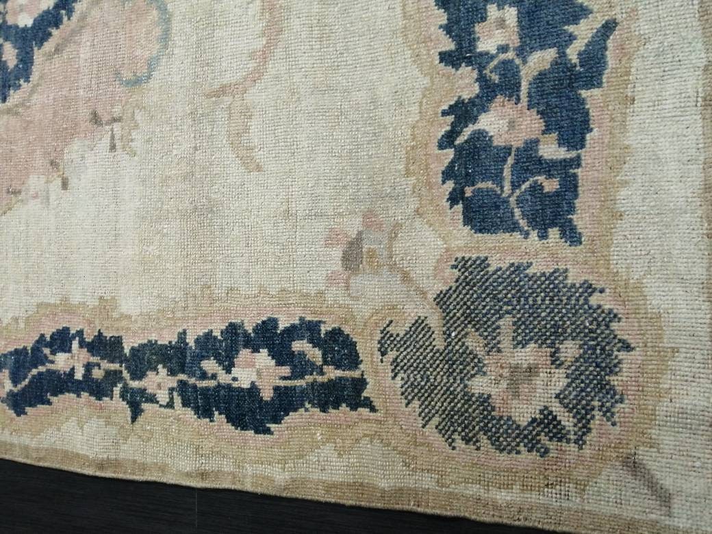 Persian Rug, Muted Vintage Rug,  5x9 Blue Turkish Rug, Wool Entryway Rug, Livingroom Rug Oushak Rug Navy Oriental Rug