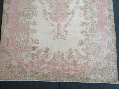 Large turkısh vıntage rug 9'4x5'6 vıntage oushak rug, anatolıa wool rug, kıtchen hand mede rug