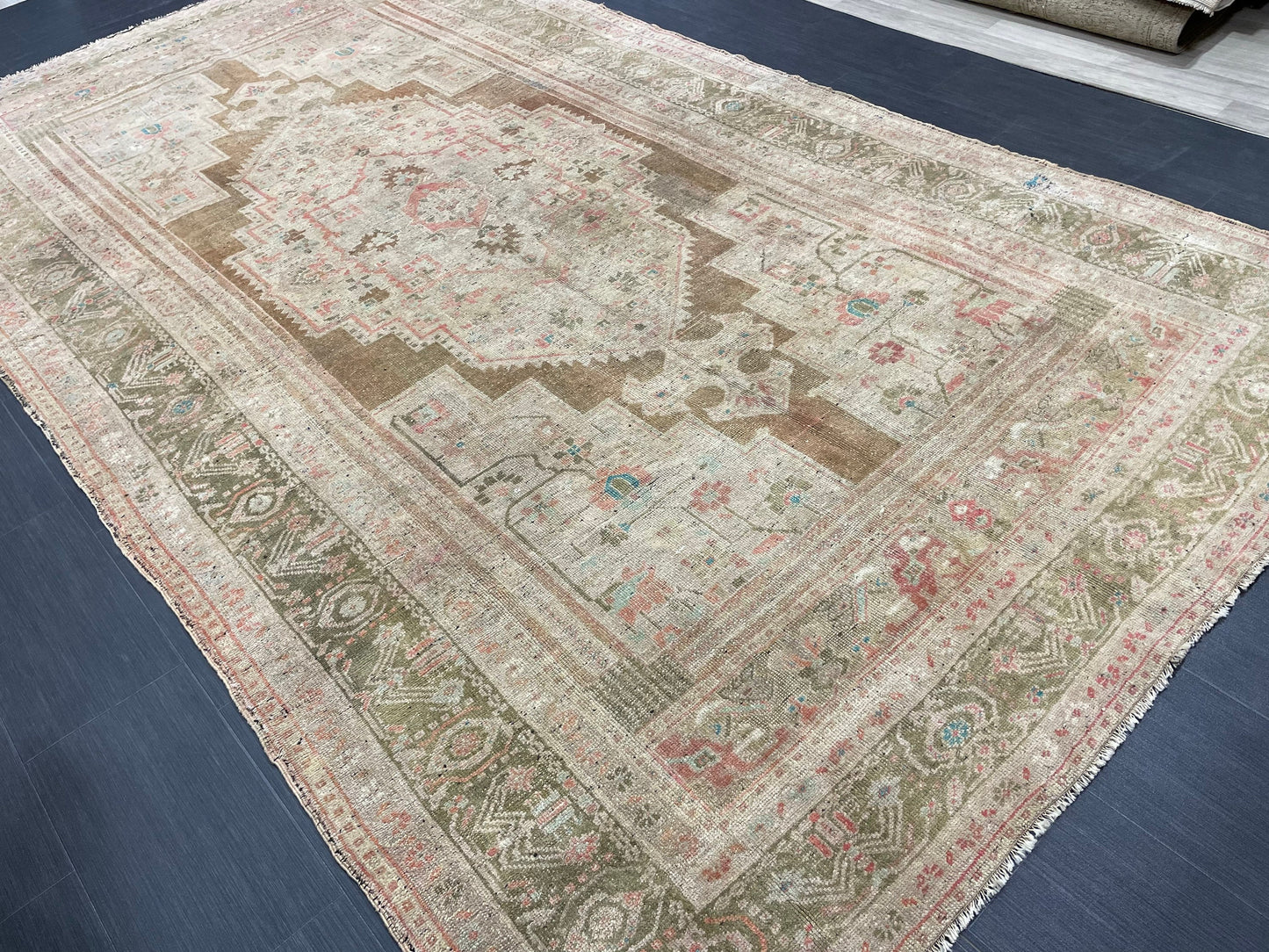 Turkish RUG 6.7 x 11.7 Oushak Rug Vintage Oriental Rug Vintage Persian Rug Wool Hand Knotted Rug Handmade Rugs Vintage Turkish Rug 7x12