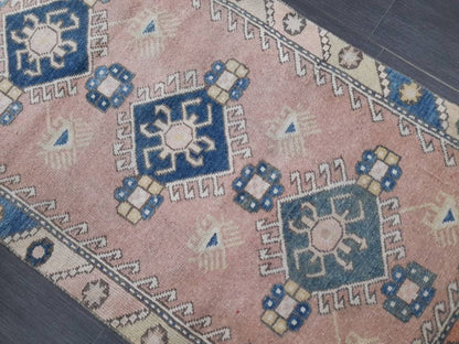 Muted Oushak Runner 2.4 x 5.5 Turkish Runner Rug Vintage Runner Rug Hallway Runner Rug Kitchen Runner Rug Wool Runner Rug Wool Oushak Rug