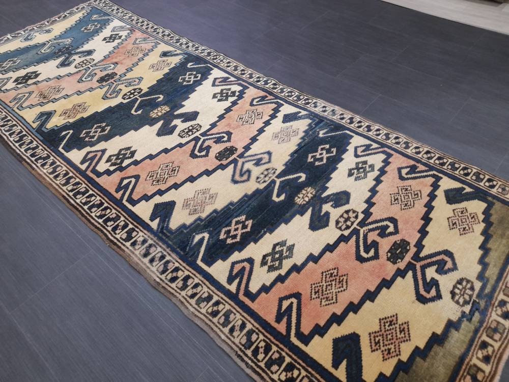 Vintage Runner RUG Navy Blue TURKISH 3x8 Rug Vintage Oushak Runner Rug Vintage Oriental Runner Rug Vintage Persian Hand Made Runner Rugs