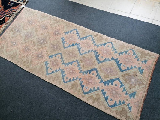 7'4x3'2 oushak turkish runner rug,turkish rug,oushak runner rug,vintage rug,kitchen runner rug,vintage oushak rug, vintage anatolian rug