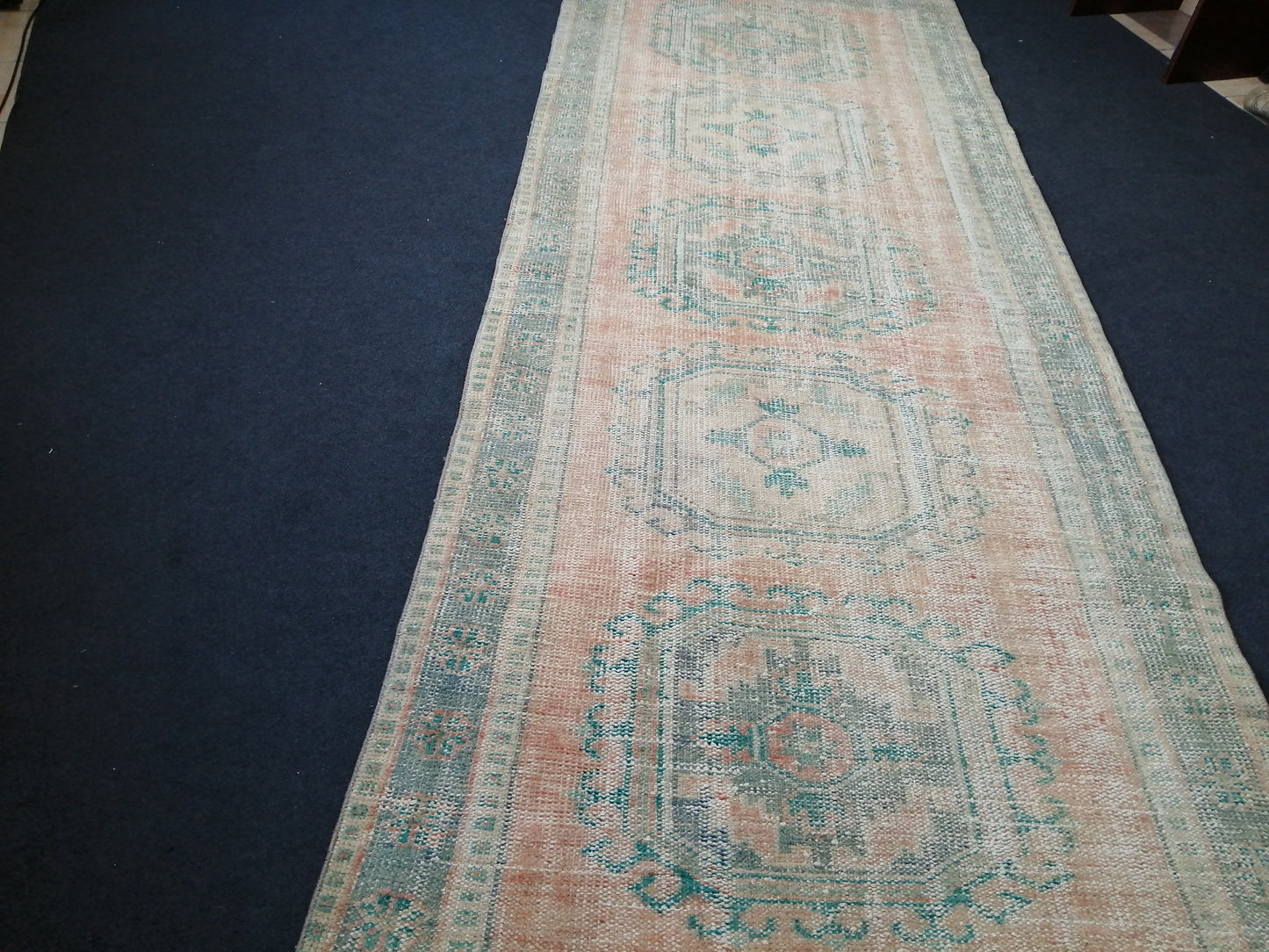 11.2 x 4.3 Muted Oushak Runner Rug Turkish Runner Rug Muted Vintage Runner Rug Hallway Runner Rug Kitchen Runner Rug Wool Runner Rug