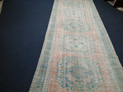 11.2 x 4.3 Muted Oushak Runner Rug Turkish Runner Rug Muted Vintage Runner Rug Hallway Runner Rug Kitchen Runner Rug Wool Runner Rug