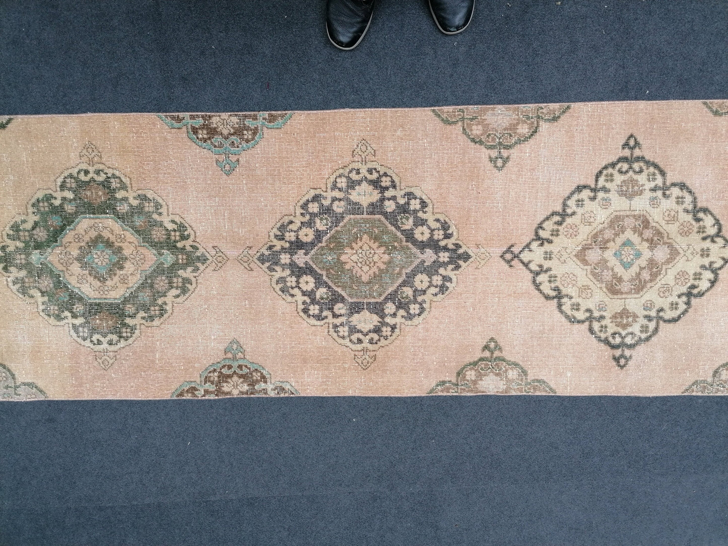 13'x2'8 runner rug, vintage turkish runner rug, oushak vintage runner rug, vintage runner rug,kitchen runner rug, vintage anatolian rug