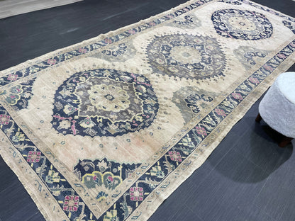 Vintage Oushak 5 x 11 Rug Wool Hand Knotted Rug Handmade Rug Antique Rug Old Rug Authentic Oushak Rug Fun Rug one of a kind rug