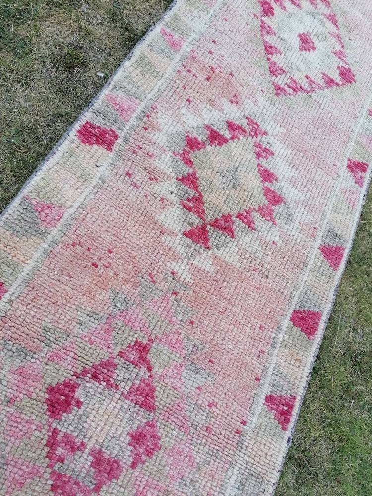 Vintage turkish runner rug, hallway runner rug, vintage runner rug 2'7x11'6 turkish hand made wool rug, kitchen rug, hallway runner rug,