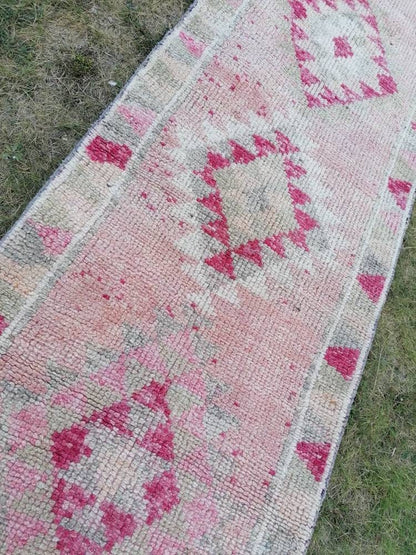 Vintage turkish runner rug, hallway runner rug, vintage runner rug 2'7x11'6 turkish hand made wool rug, kitchen rug, hallway runner rug,
